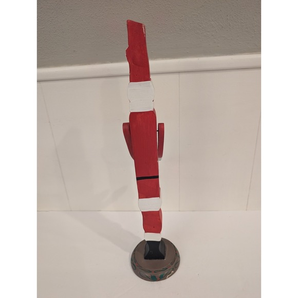 Vintage Santa Claus Figurine Hand Carved Wood Jointed Arms Folk Art 17" Tall - Picture 4 of 14